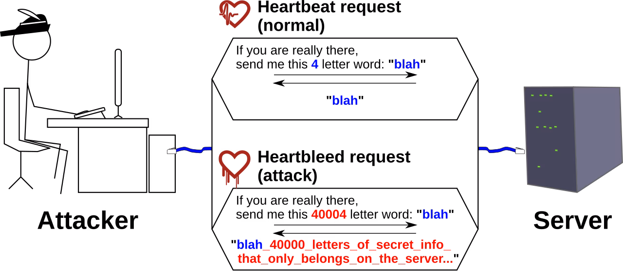 Schéma du mécanisme de la faille Heartbleed