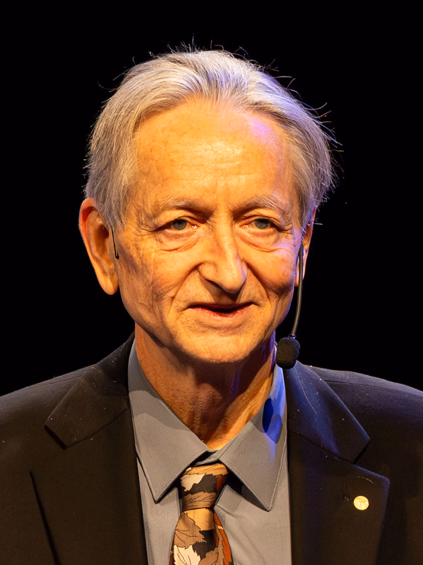 Portrait de Geoffrey Hinton, prix Nobel et chercheur en IA